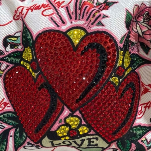 🔥 🥀 ED HARDY By Christian Audigier Tattoo Embellished Bag. RARE- Hard To Find. - Picture 5 of 12
